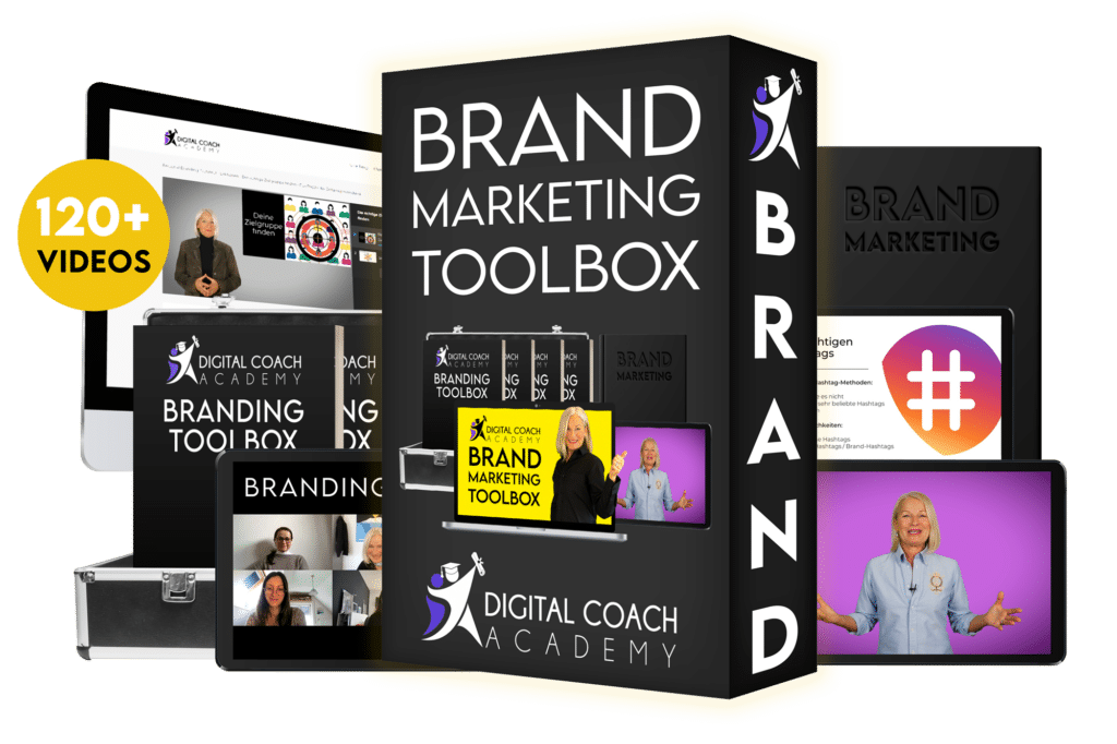 Eine Brandmarketing- Kiste und eine Produktbox der Digital Coach Academy - Online Business