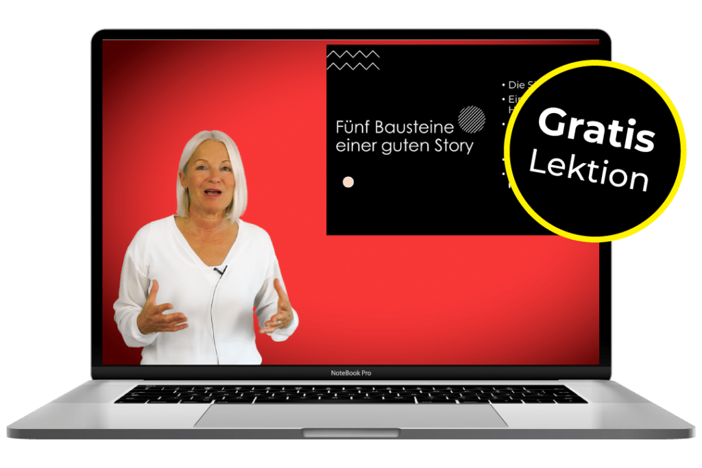 Doreen Ullrich auf einem Laptop-Bildschirm. Storytelling im marketing