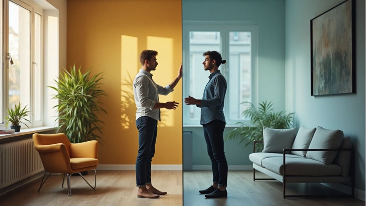 two men standing in front of a wall-Coaching oder Therapie Selbstwahrnehmung